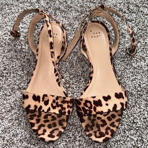 Cheetah sandals with ankle strap